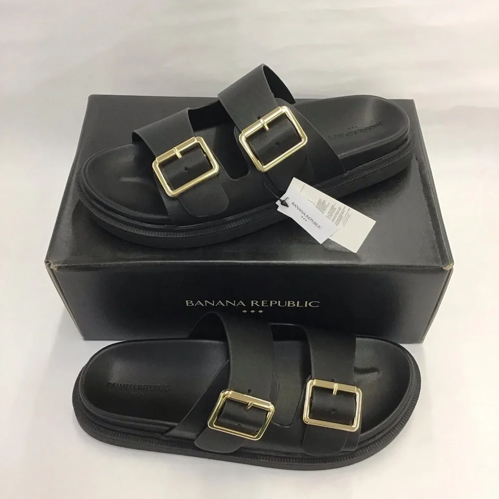 Brand new Banana Republic womens black sandals size 7 with adjustable straps